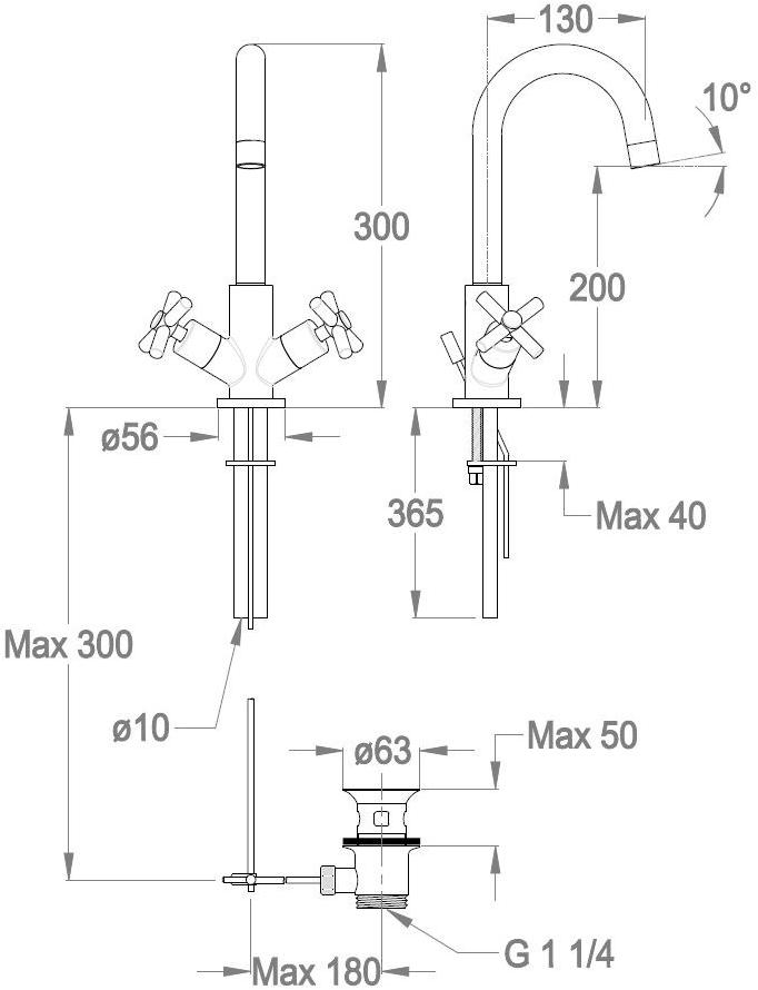 Fir Italia Смеситель для раковины на столешнице с одним отверстием Cora 35 3513195 - Вид №3