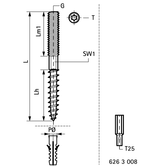 6283012 Лёгкие Крепление BIS Винты-шурупы монтаж к стене или перекрытию WALRAVEN  - Вид №1