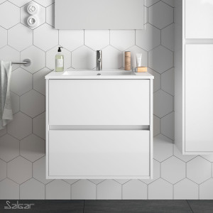 85028 SALGAR Мебель для умывальника NOJA 600 WHITE GLOSS LACQUERED + Раковина Глянцевый белый