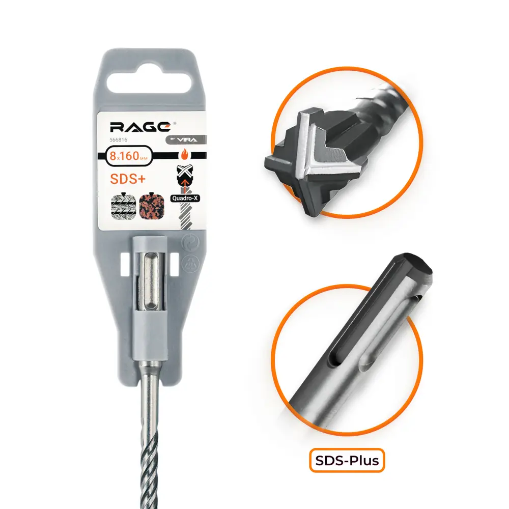 Бур RAGE SDS-plus 8×160 мм для бетона и камня 89383429 STLM-1323603 - Вид №1