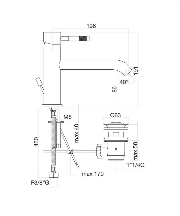 44CR5284 Смеситель для раковины , хром Fiore Xenon - Вид №2