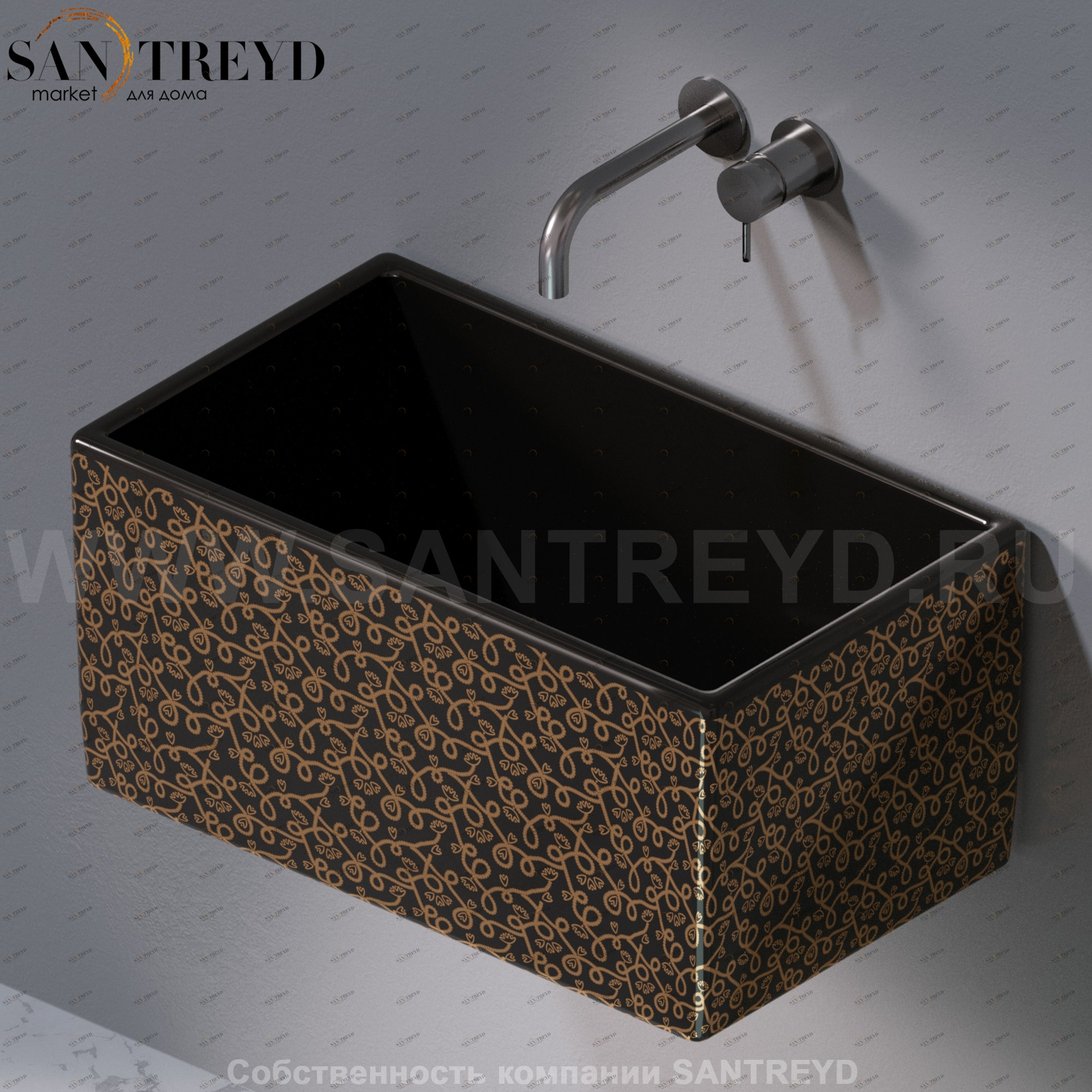 L112401G Подвесная раковина настенная прямоугольная A. e T. Italia Tower черная AeT ITALIA