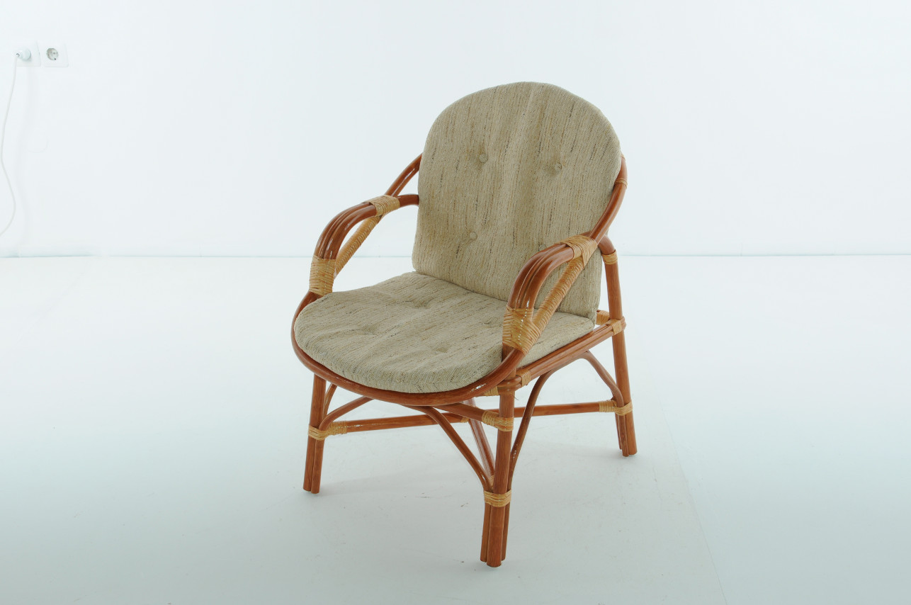 Кресло с подушкой коричневое из ротанга "Коньяк" 02/04В VINOTTI  00-3885196 Коричневый  - Вид №1