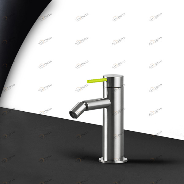 Смеситель для биде сталь матовая с зеленой ручкой Toki Radomonte TKI4SCIL13