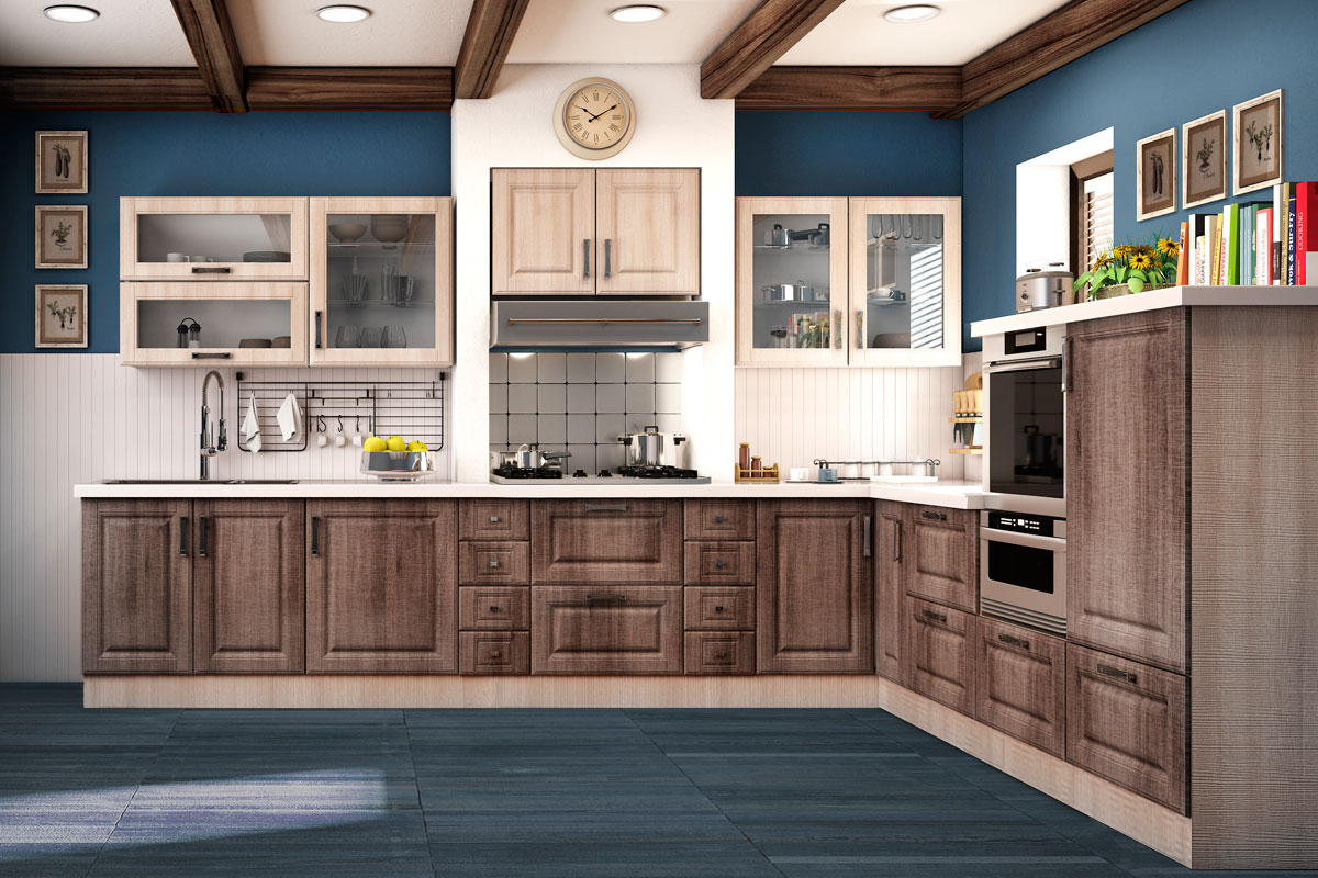 Фасады для кухни Кантри Фрезеровка «Прямоугольник Фолк» Венге №101 SIDAK SIST1852-218 - Вид №1