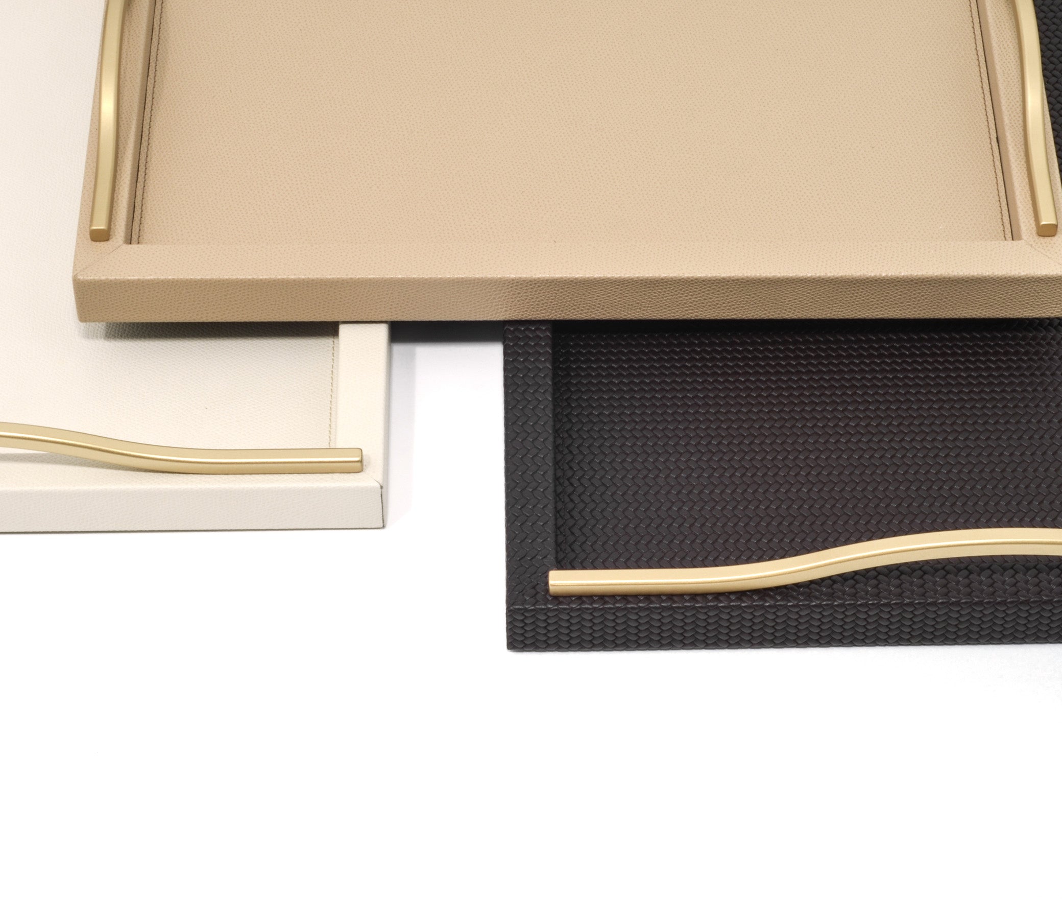 Поднос Onda - 37x37 см/металл-хром/тканая кожа_кремовый Pinetti 00.1336.061.027 - Вид №2