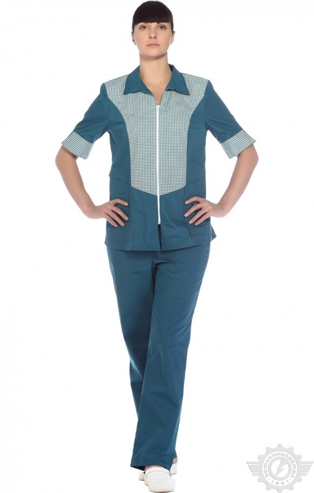 66114 Костюм "Грация" бирюза  Одежда для обслуживающего персонала  размер 48 Спецодежда  - Вид №11