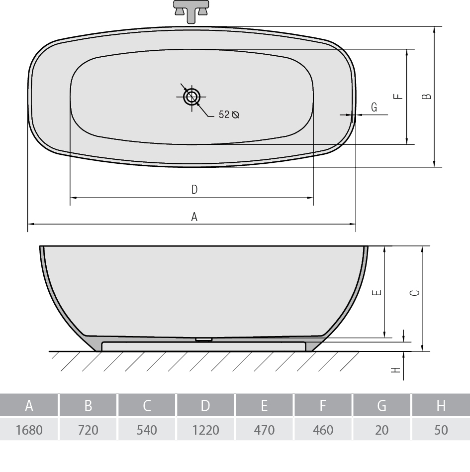 Ванна из литого мрамора ALPEN Ipanema 170 69911 - Вид №2