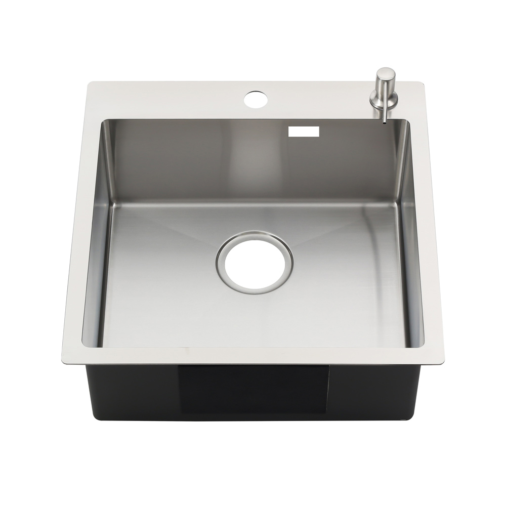 Мойка R5050HK MELANA ProfLine 3,0/200 САТИН врезная квадратная в комплекте с дозатором MLN-R5050HK+дозатор - Вид №1