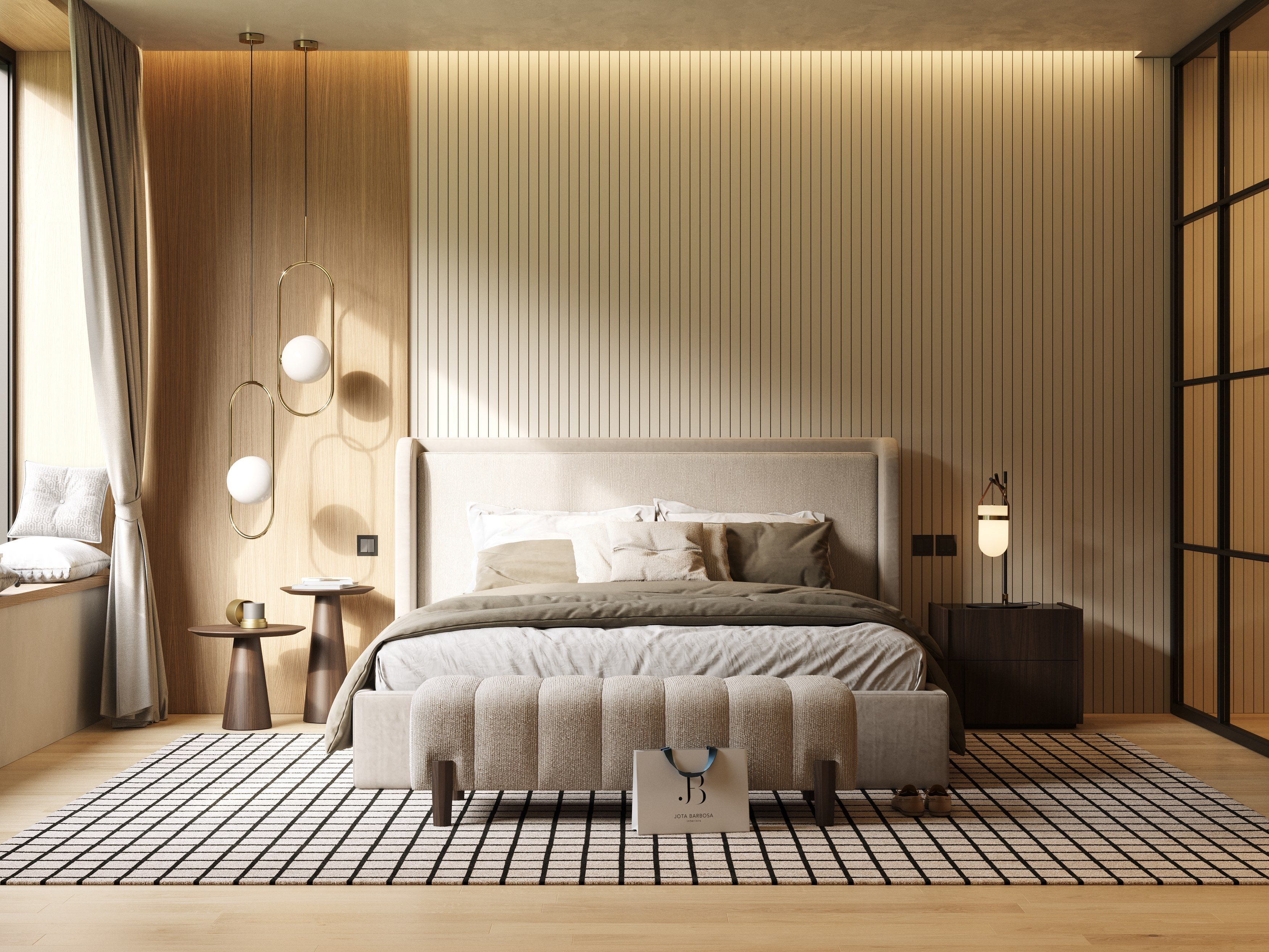 Двуспальная кровать из ткани с мягким изголовьем Stylish Club Porto ARCH-00034730 - Вид №1