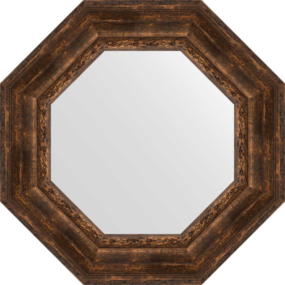BY 7394 Зеркало в багетной раме - состаренное дерево с орнаментом 120 mm EVOFORM Octagon