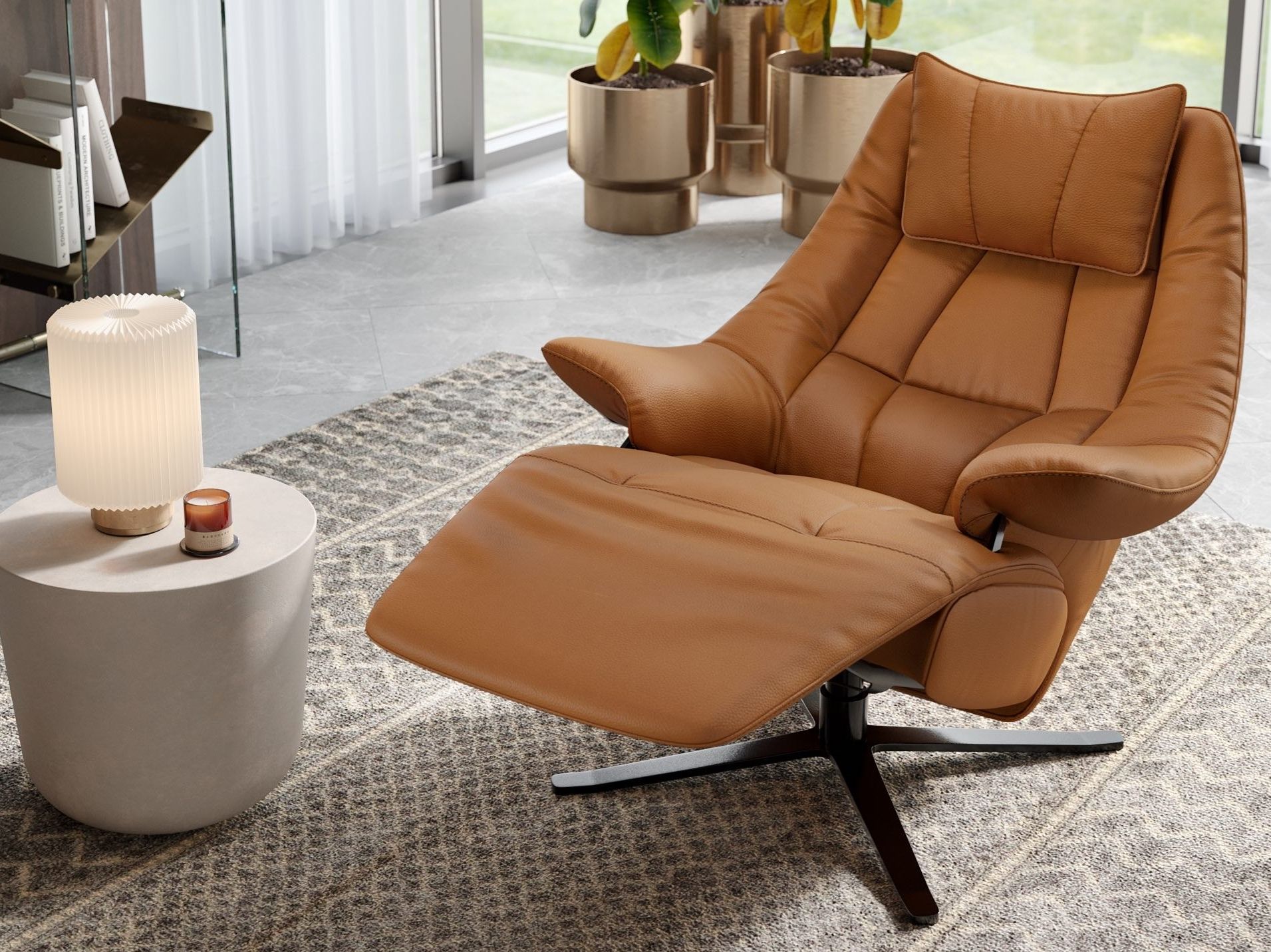 Кожаное вращающееся кресло с подлокотниками Sofanella FLORENCE ARCH-00065983 - Вид №2