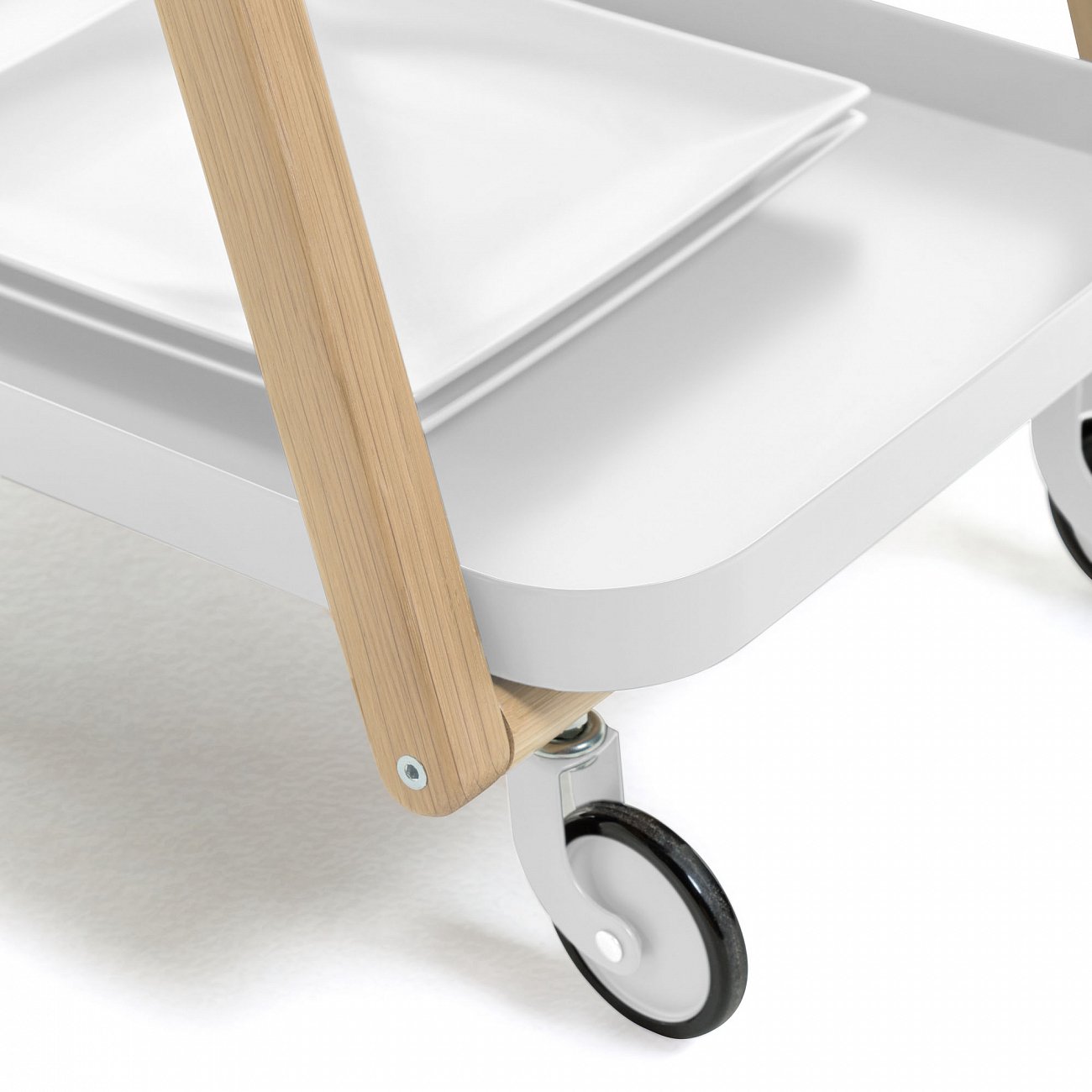 Столик сервировочный на колесиках с 2 подносами белый Rowley Sundial от La Forma LA FORMA ROWLEY 345057 Бежевый;белый  - Вид №3