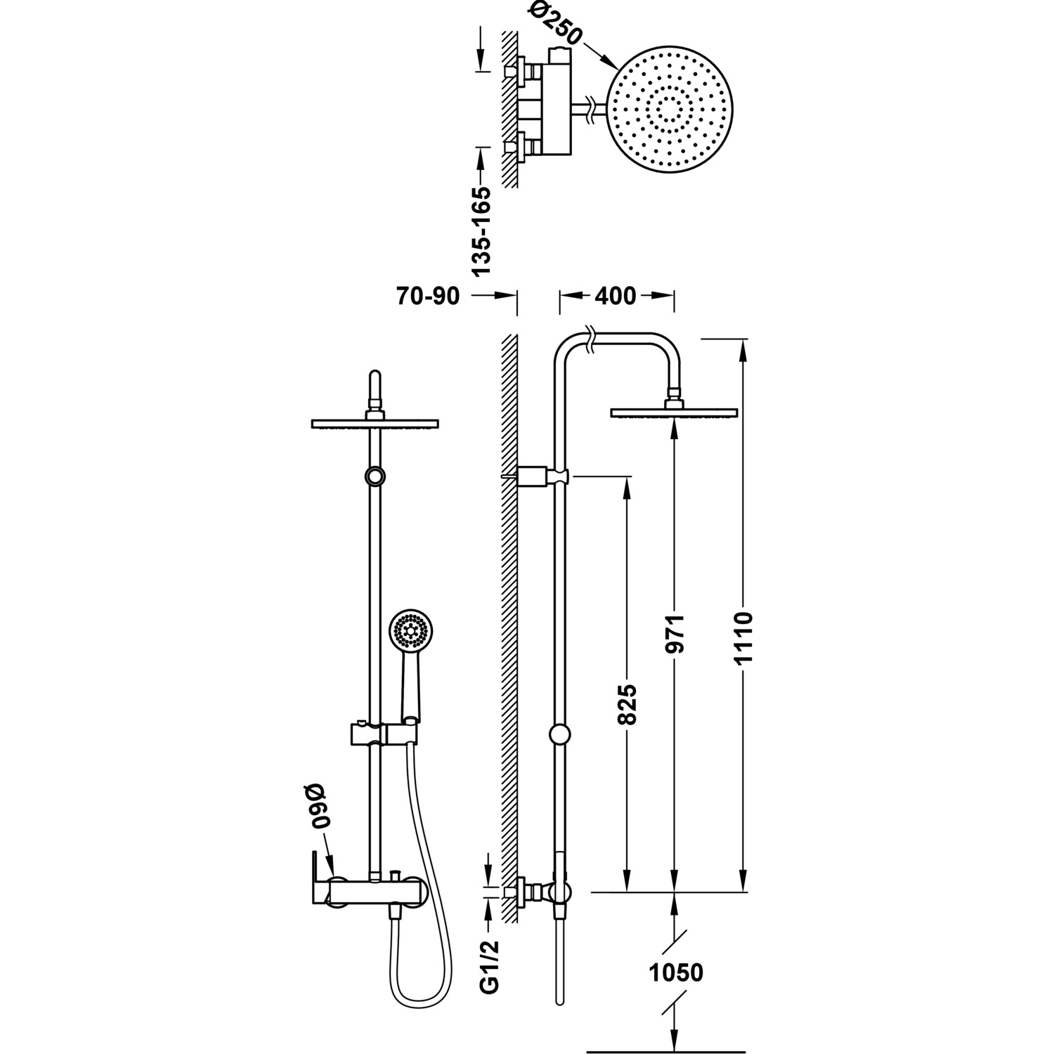 LEX-ALP 2-ходовой настенный смеситель для душа с одной ручкой в сборе-081192 TRES - Вид №1
