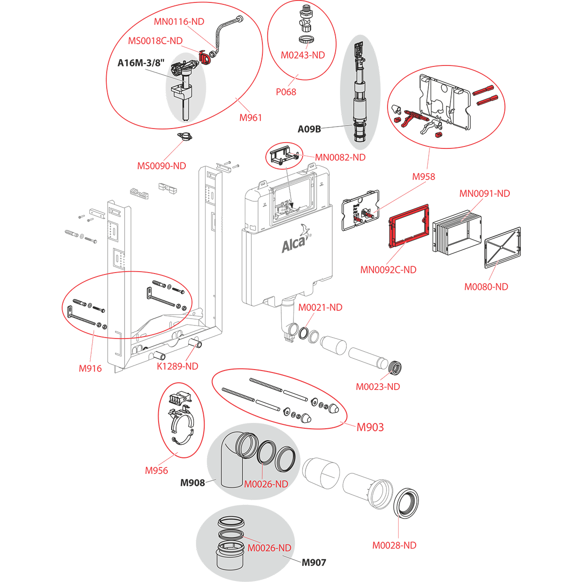 Скрытая система инсталляции для замуровывания в стену ALCAPLAST AM11151000RENOVMODULSLIM - Вид №1