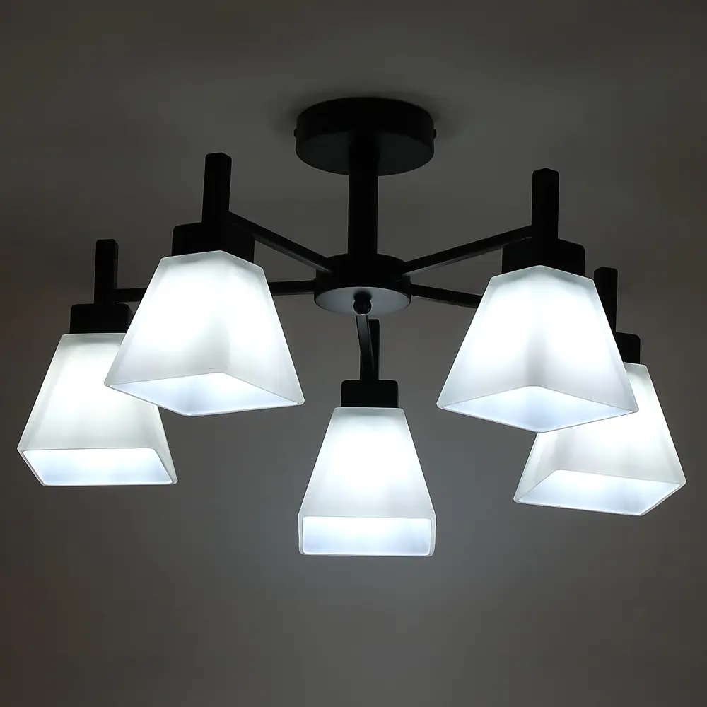 Люстра на штанге Cello 5 ламп 20 м² цвет черный SCHAFFNER STLM-2129668 - Вид №1