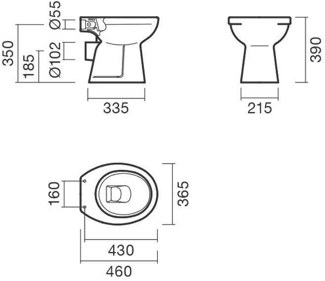 Набор Sanitana приставной MUNIQUE: чаша + крышка slim S10073523400000;S80007262500000 - Вид №1