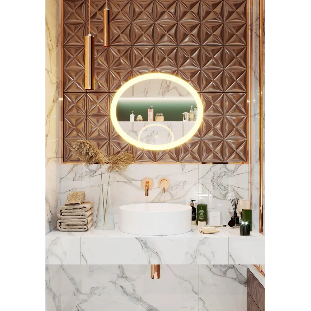 Зеркало для ванной Omega Glass Тип 4 SD674 с подсветкой 80x60 см овальное STLM-2209058