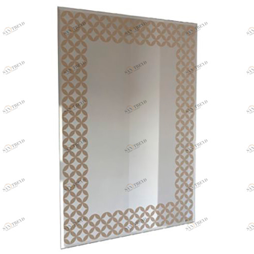 Зеркало прямоугольное с бежевым принтом "Ридл-1" GRAUM ДИЗАЙНЕРСКИЕ 304136 Зеркальный 