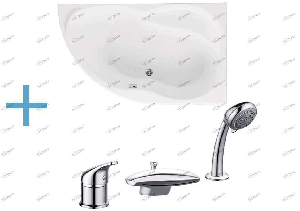 Акриловая ванна Aquanet Graciosa 150x90 R (каркас + смеситель Aquanet Practic 2 AF111-63B) 002039410017916200216780