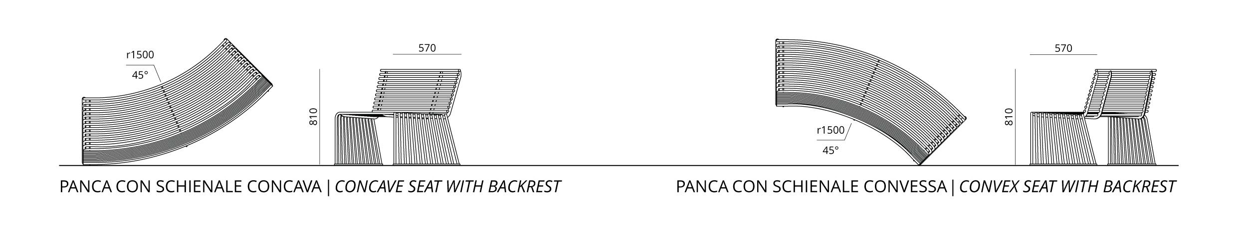 Металлическая изогнутая скамья со спинкой Urbantime Zeroиндексы.015 ARCH-00114501 - Вид №5