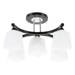 Люстра Ангелина 5xE14х60 Вт, металл/стекло, цвет хром/белый