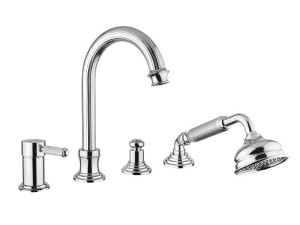 Хромированный латунный кран с 4 отверстиями