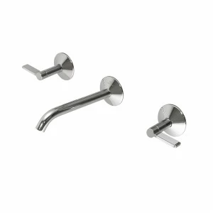 LUXE - смеситель для раковины настенный на 3 отверстия. Керамические дисковые клапаны. Без всплывающих отходов. Аэратор «Плюс». Расход 5 л / мин при 3 барах.  Lignage NOKEN 100241716  CHROME