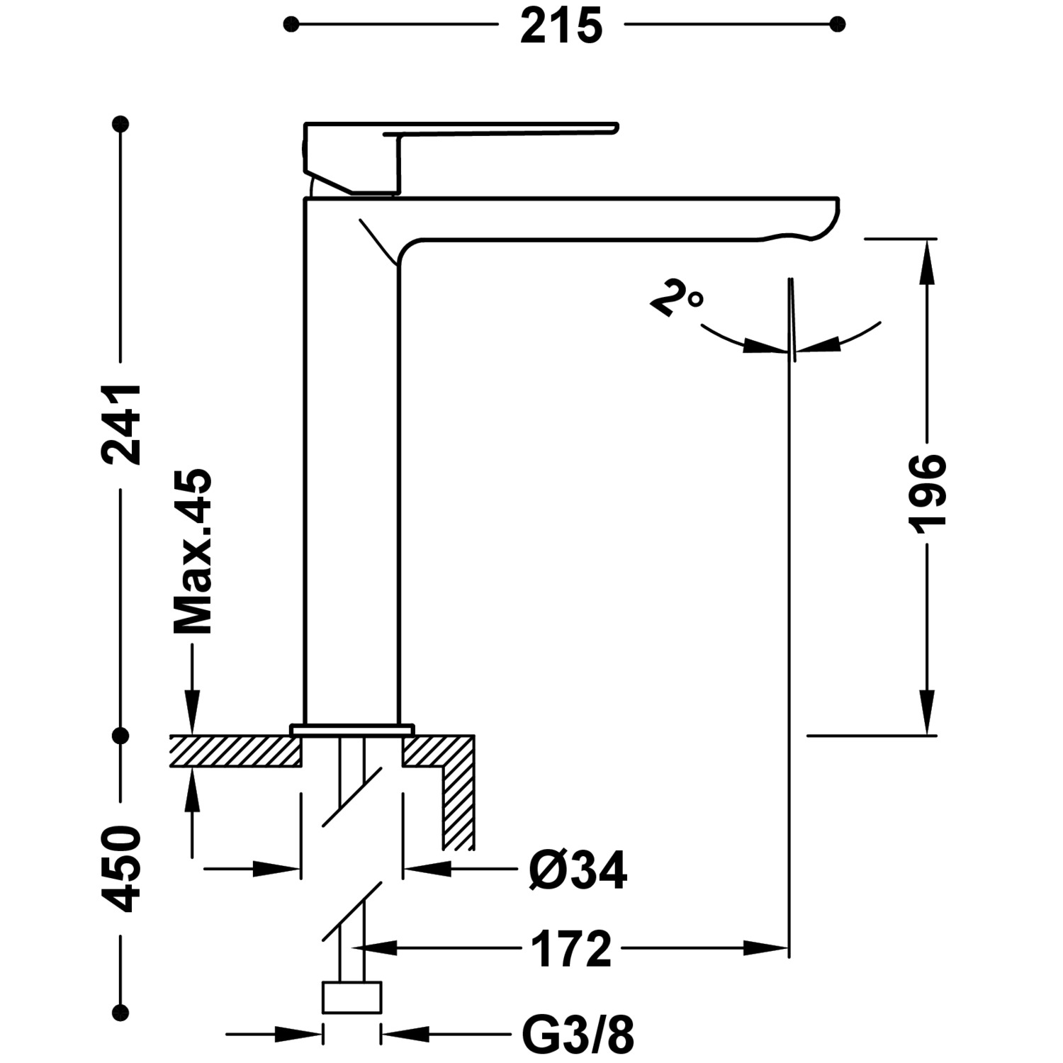 Смеситель для умывальника LOFT High с одной ручкой-20020303 TRES  - Вид №1