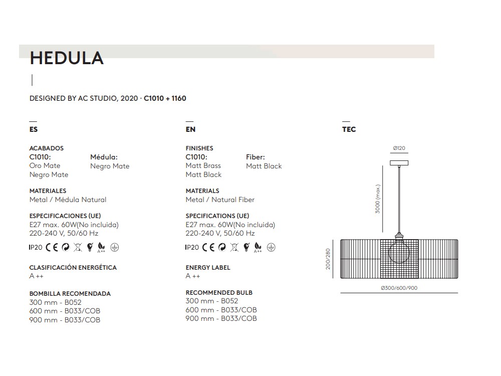 101024 Подвесной светильник латунный металл 30 см Aromas del Campo Hedula 