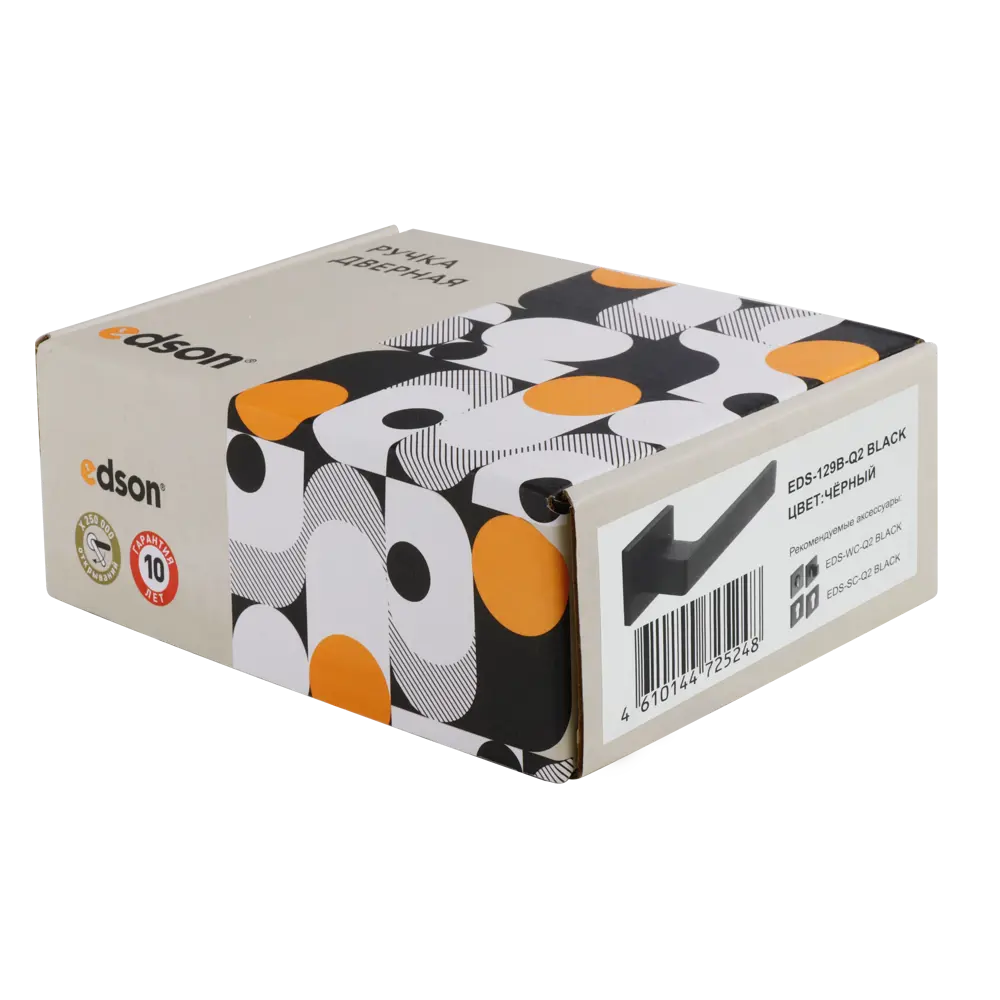 Дверные ручки Edson EDS-129B-Q2 на розетке, черные 85170364 STLM-0059382 - Вид №2