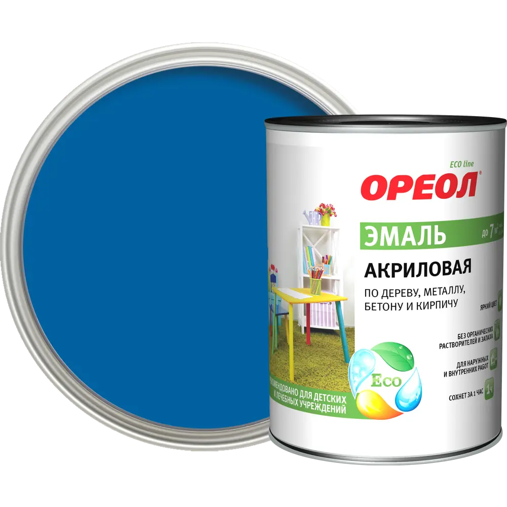 Эмаль акриловая Ореол глянцевая цвет синий 0.9 кг STLM-2040150