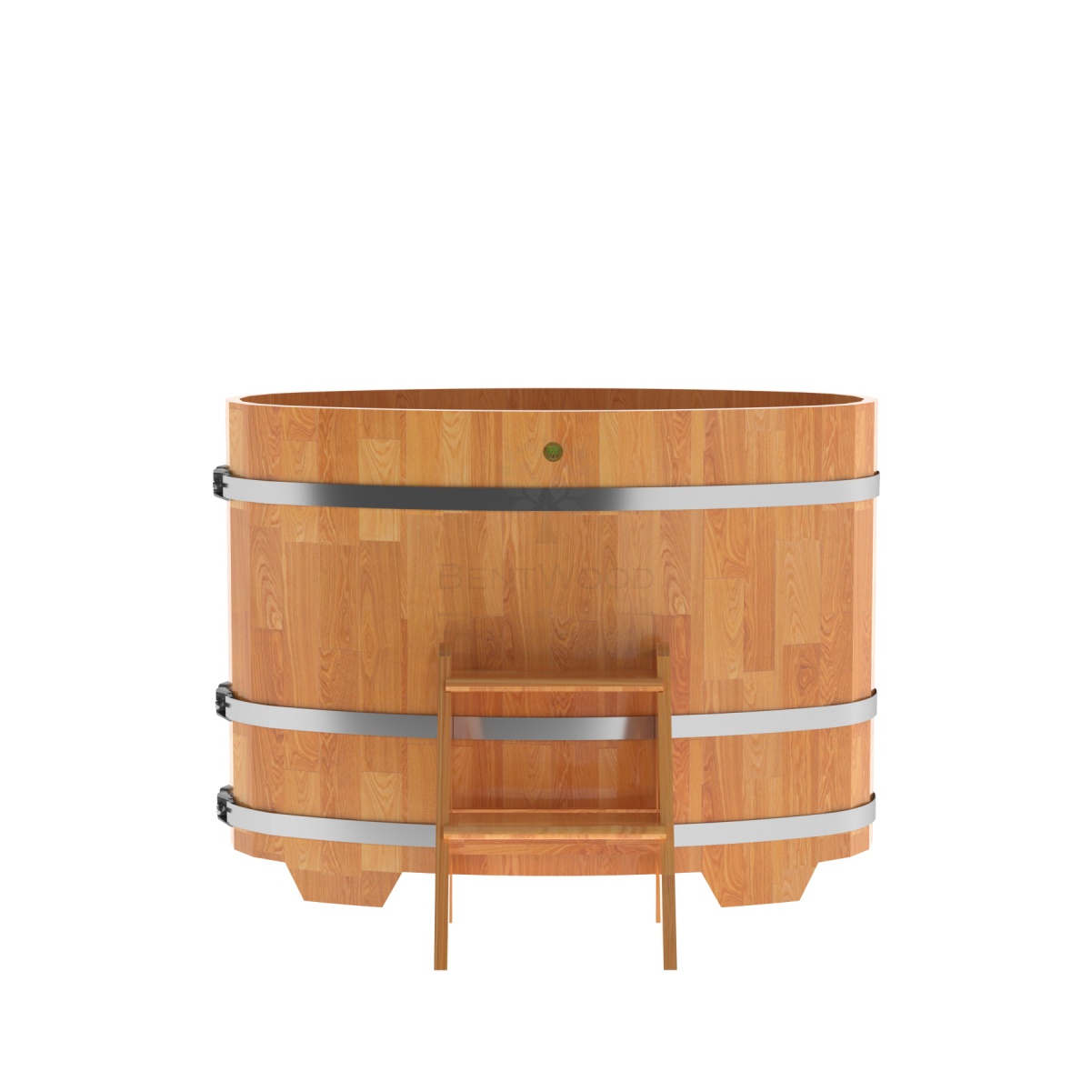 1370 Купель овальная из сращенных ламелей лиственницы 0,69х1,31х1,0 натуральная Alyarus  - Вид №3