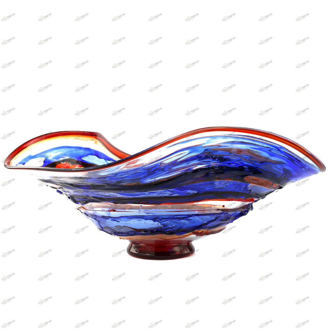1283 ORIGINALMURANOGLASS Декоративная чаша Papios Alto из муранского стекла - сбруффи 26 см 