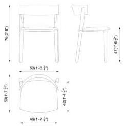 PIAVAL Стул с сиденьем, обитым тканью Pipe | contract 106-11/3 - Вид №2