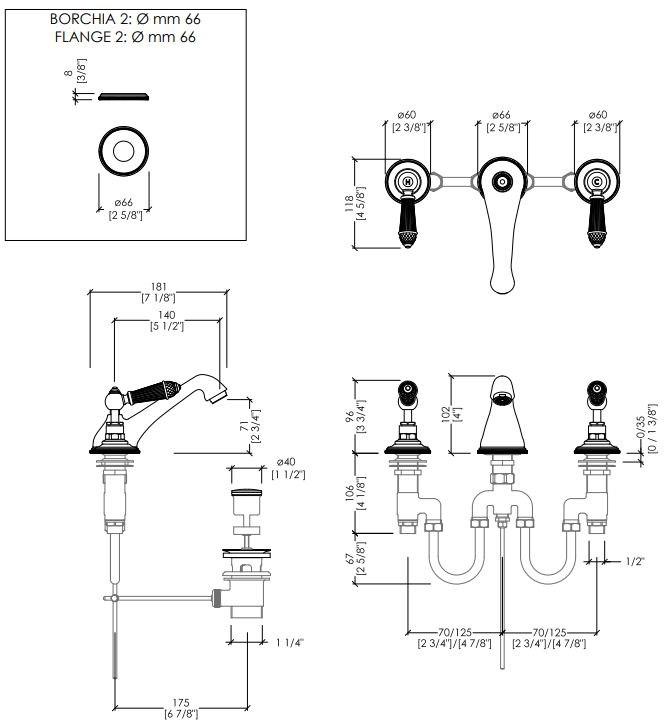 Devon&Devon Смеситель для умывальника с раздельными розетками Black diamond Bld76ot - Вид №2