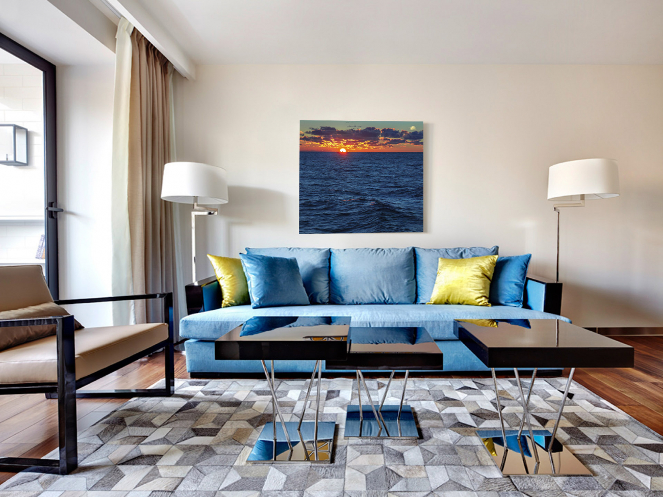 Фотокартина 125х125 см "Закат" PANKOVSKY STUDIO ПЛАСТИФИКАЦИЯ 015873 Оранжевый;синий  - Вид №1