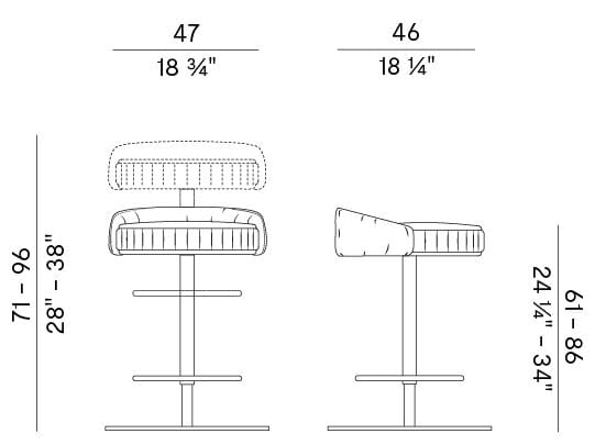 Высокий стул из ткани Potocco плиссе ARCH-00001487