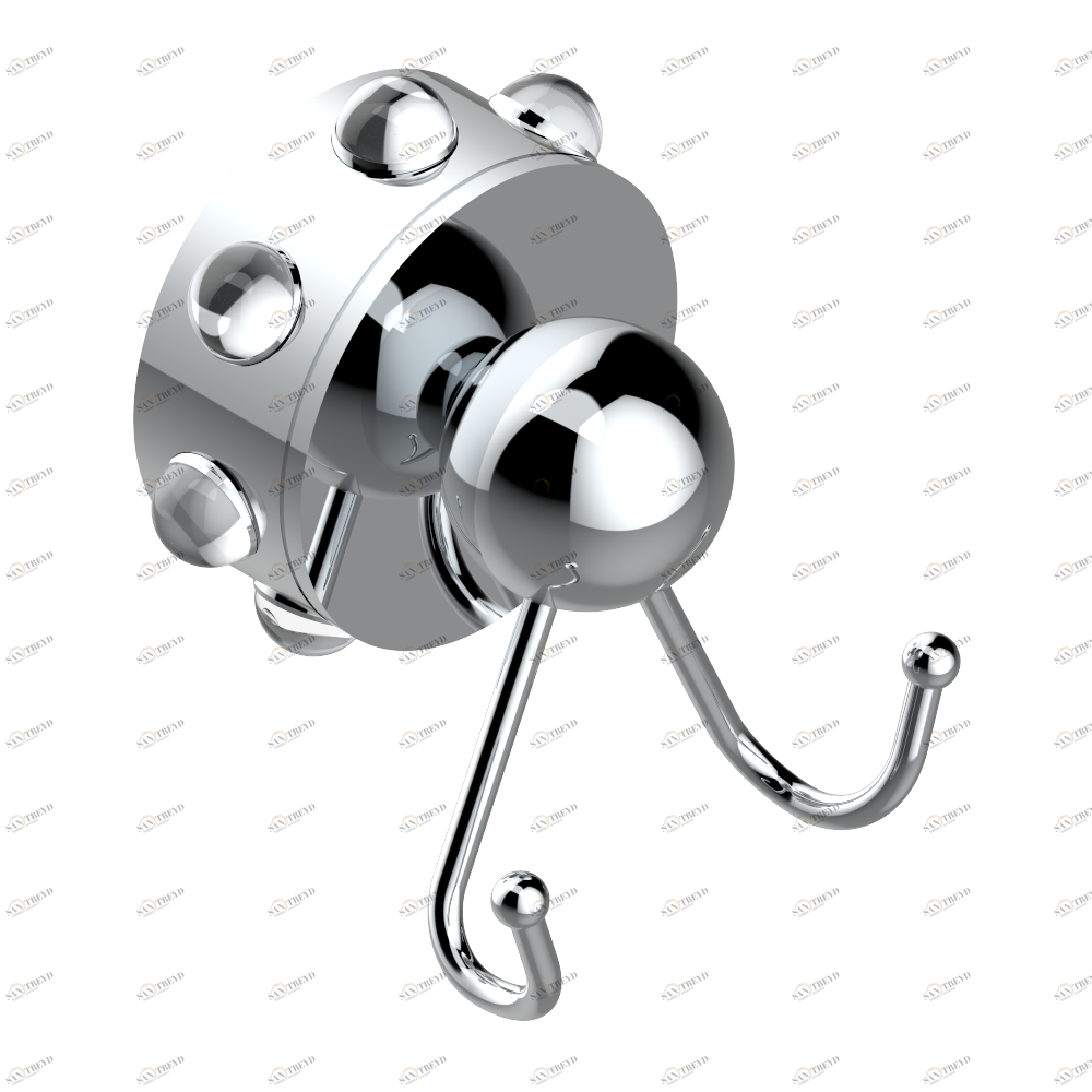 A2N-512 Крючок двойной Thg-paris Mossi со светлым хрусталём Хром A2N-512 CAT.A