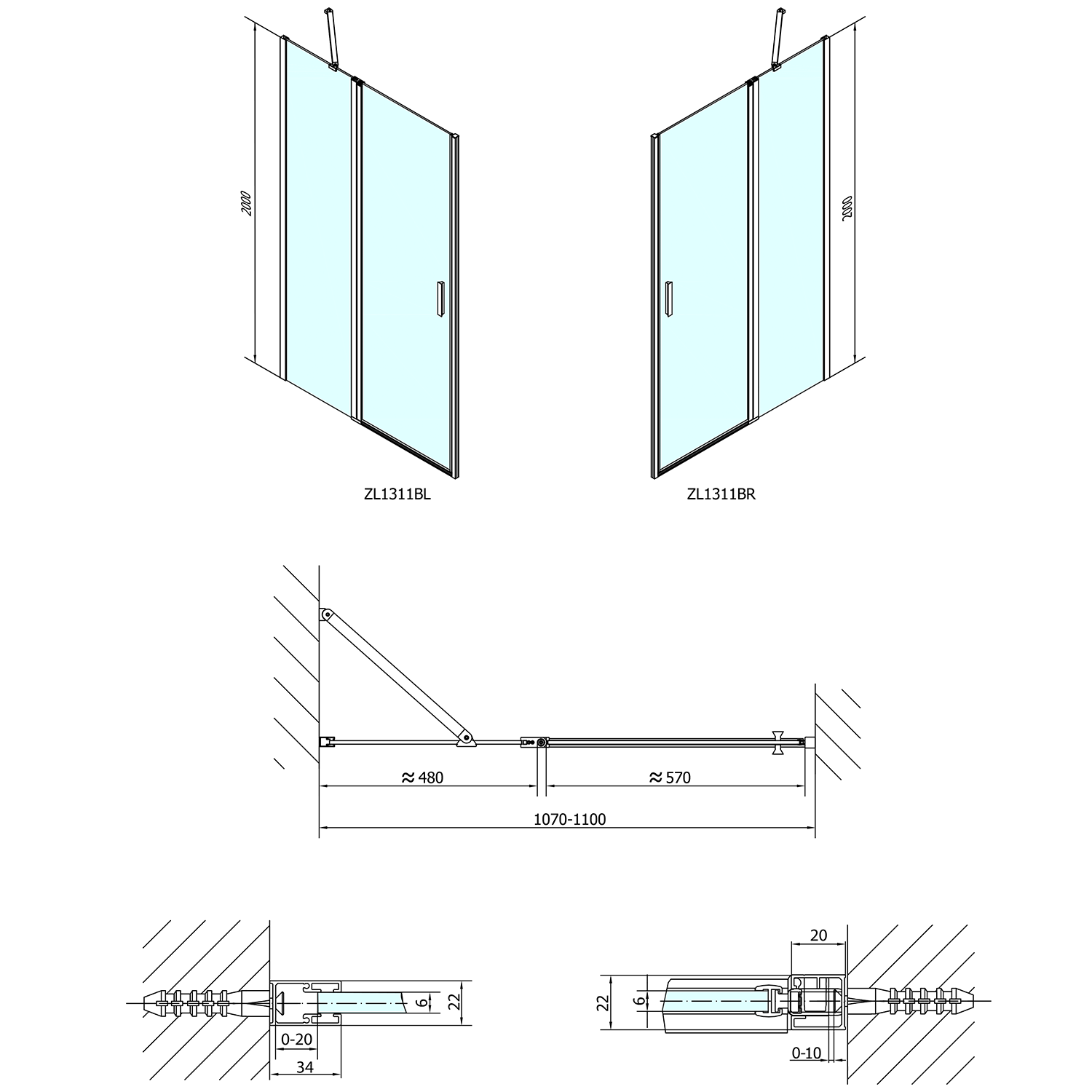 ZL1311B Polysan Ширмы для душа ZOOM LINE  - Вид №4