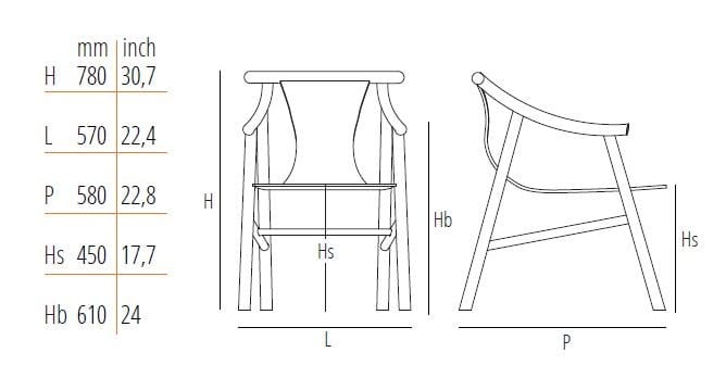 Стул из бука с подлокотниками Wiener GTV Design Magistretti ARCH-00015349 - Вид №8
