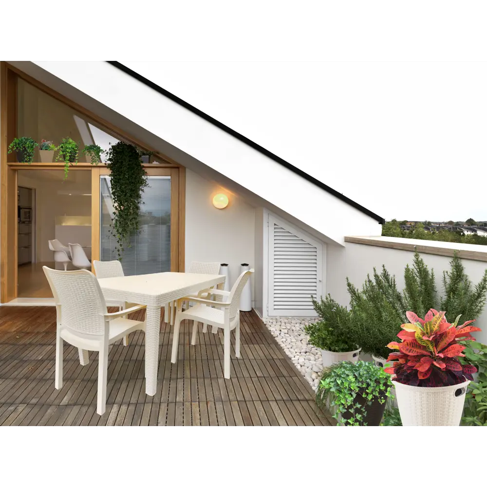 Стол Ingreen Rattan 78.9х78.9х70 см пластик бежевый STLM-2024049 - Вид №2