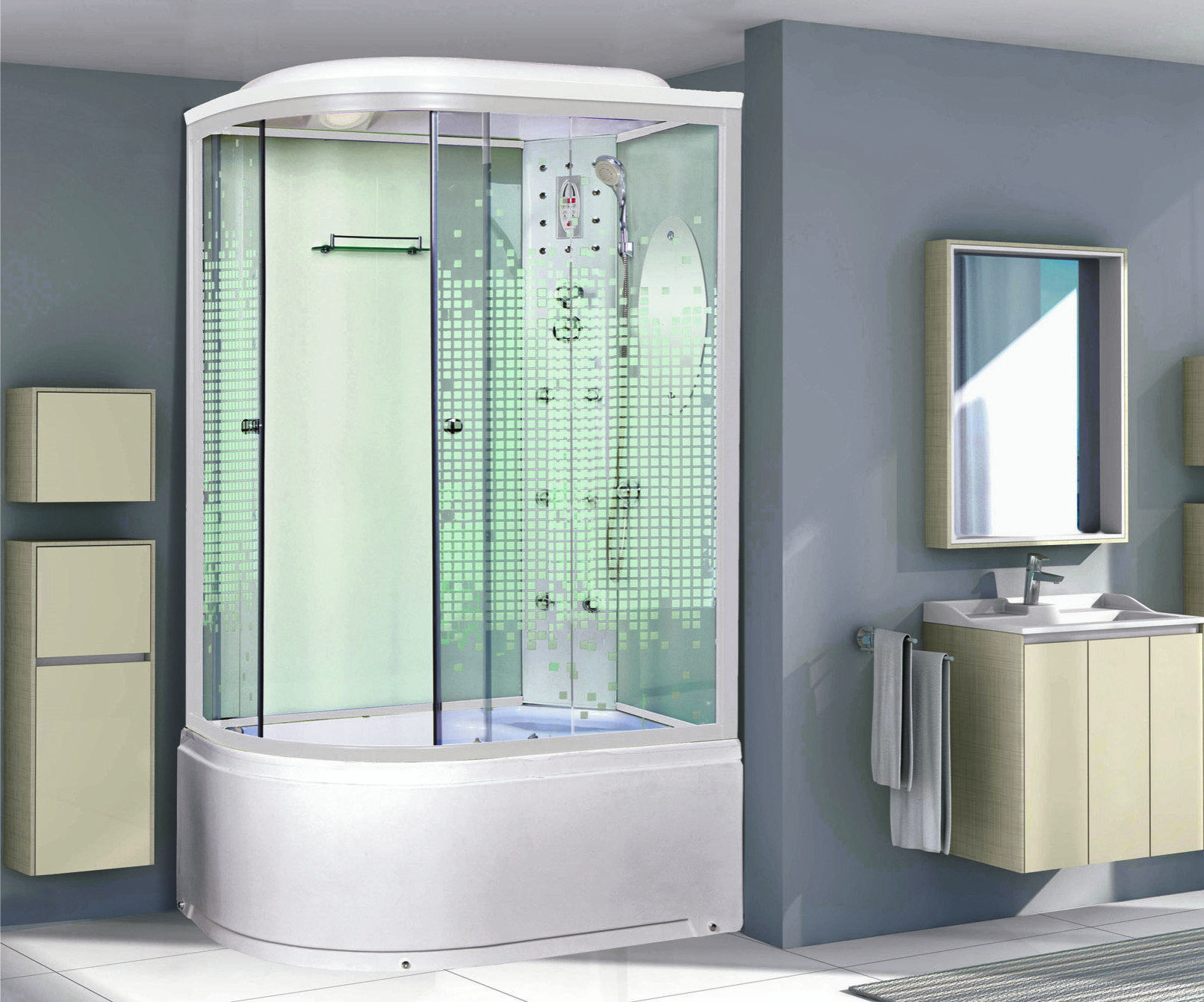 Душевая кабина NG-310-01RN (1200х800х2200) высокий поддон(48см) стекло МОЗАИКА Niagara Ultra 3100154RN