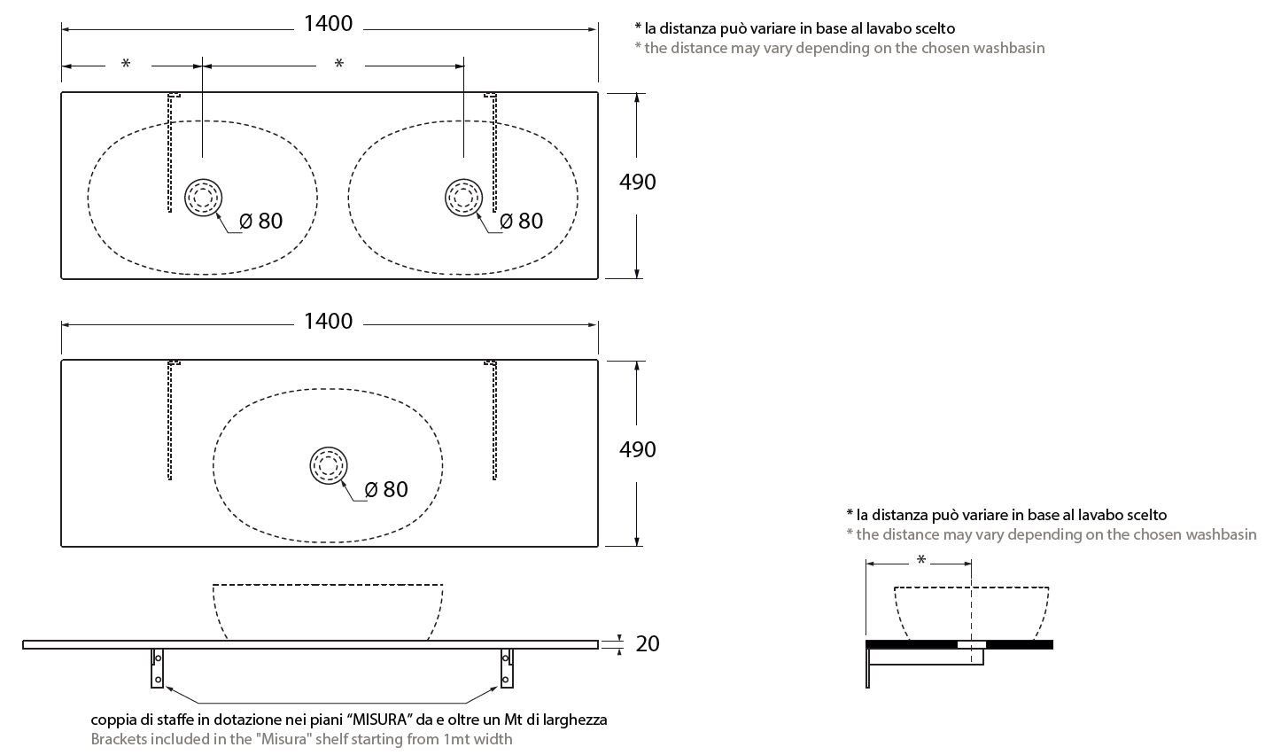 Керамическая полка для ванной комнаты Azzurra Ceramica MISURA ARCH-00100376 - Вид №23