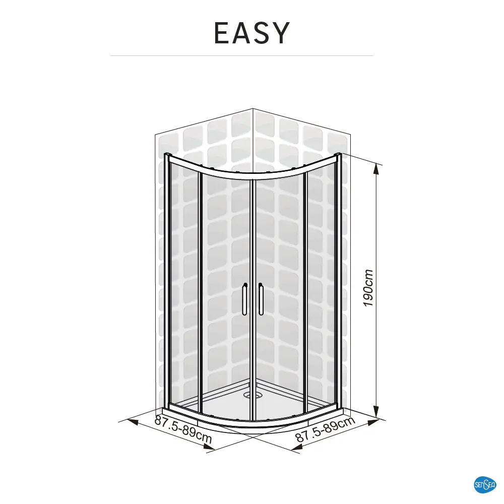Комплект стекол для душевой ширмы Sensea Easy 1/4 круга 90x90 см прозрачное, цвет профиля на выбор 88103645 STLM-2132640 - Вид №23