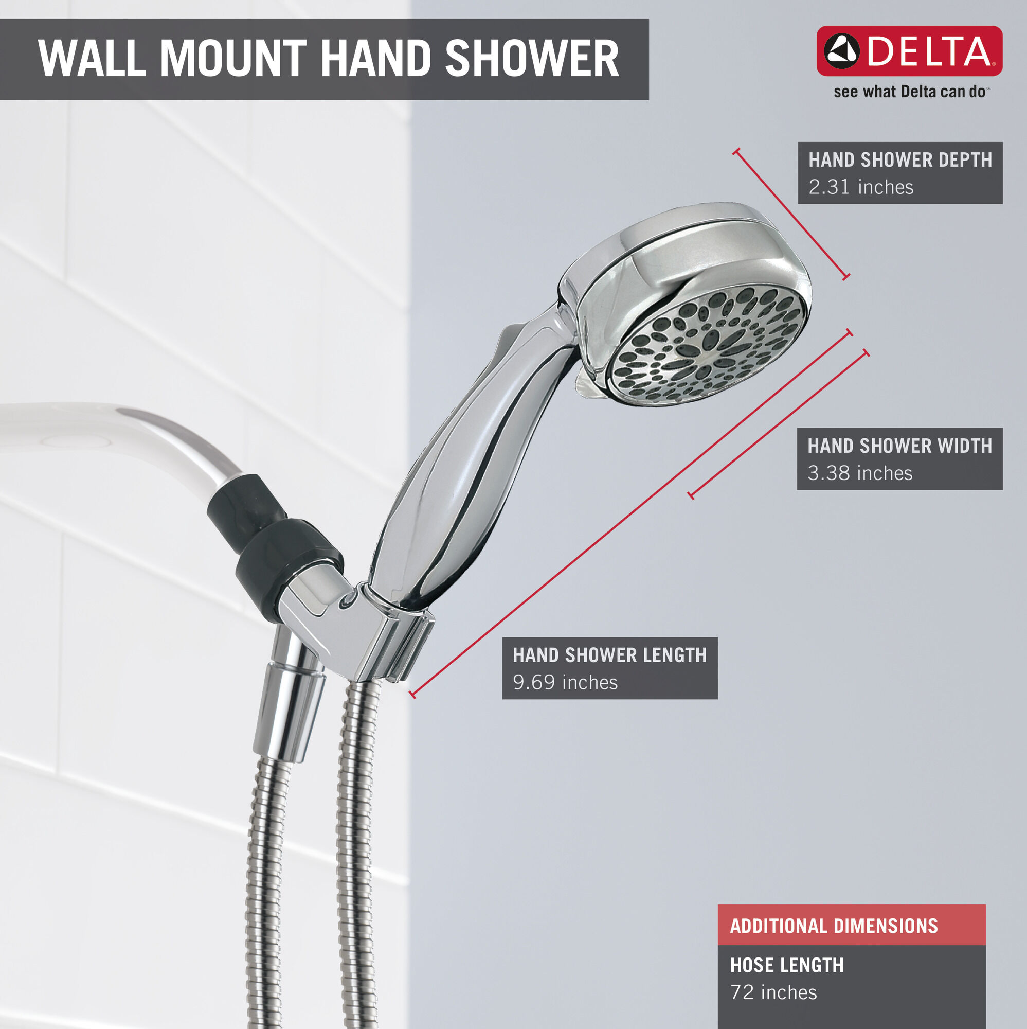 75700WH Ручной душ с 7 настройками Delta Faucet Universal Showering Белый  - Вид №5