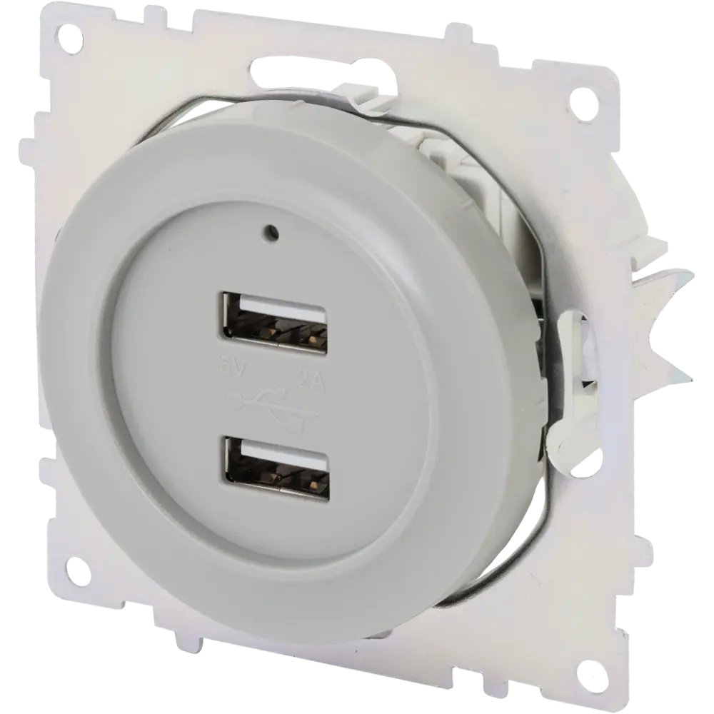 Розетка Onekeyelectro USB двойная встраиваемая с подсветкой цвет серый Florence STLM-2116906 - Вид №2