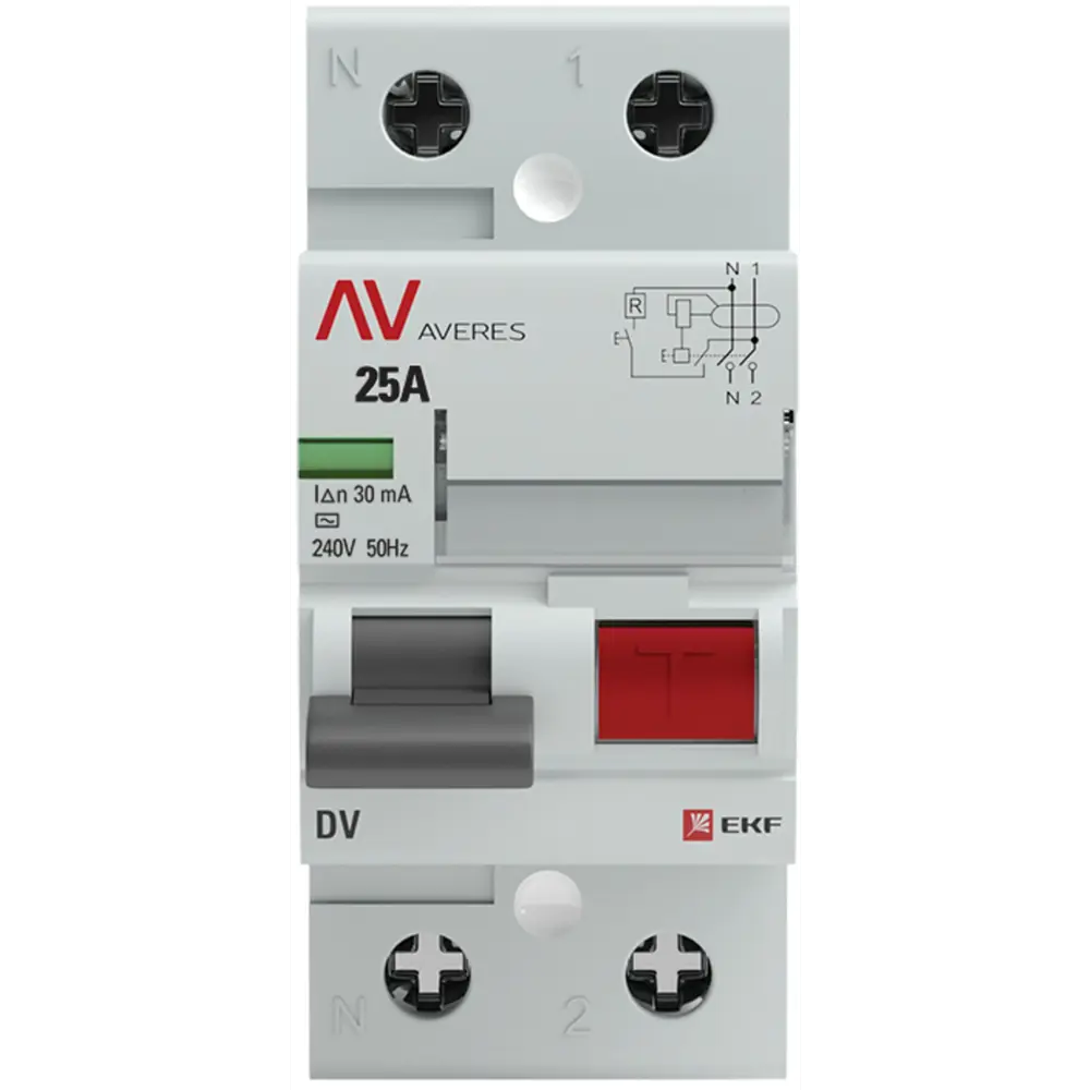 УЗО EKF Averes DV 25А 30мА - защита от токов утечки и коротких замыканий 82502629 STLM-0028834 - Вид №1