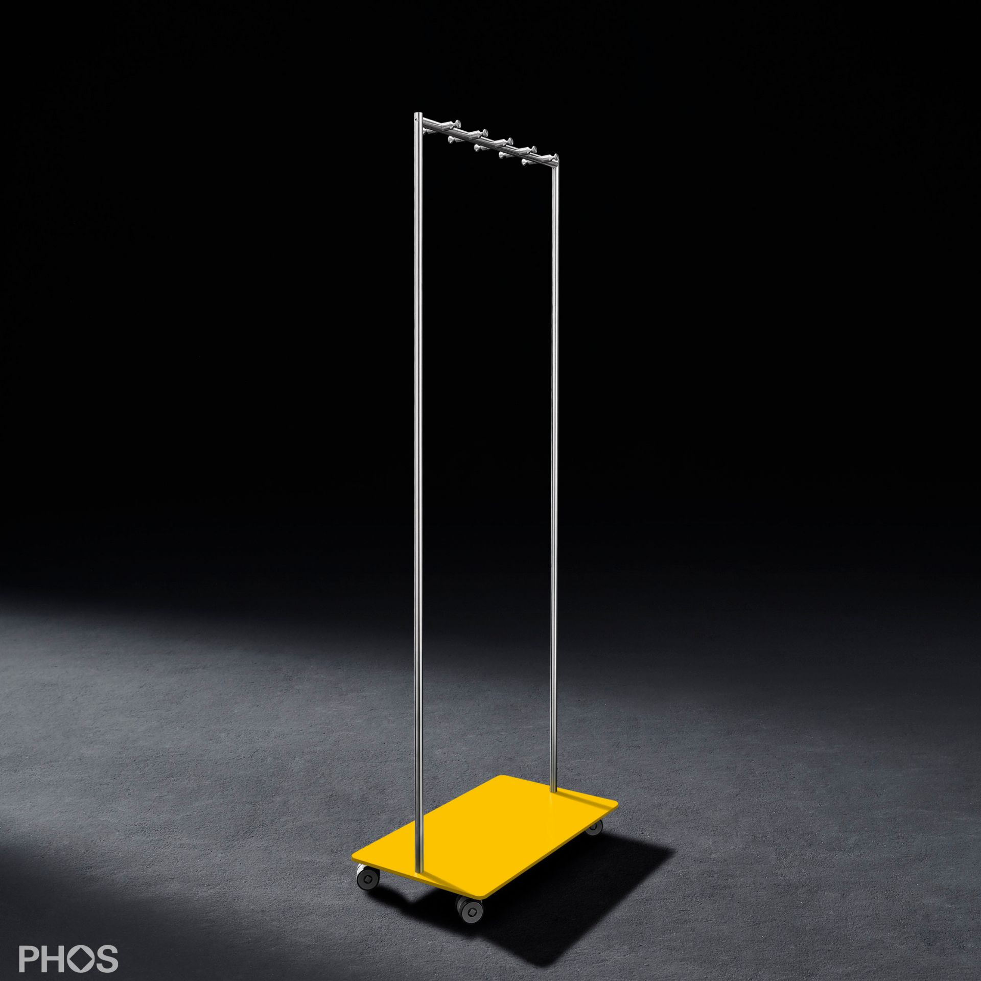 GW2K-BPGe Тележка для одежды Twin Pur с 10 крючками для одежды, основание: желтое. PHOS  - Вид №1