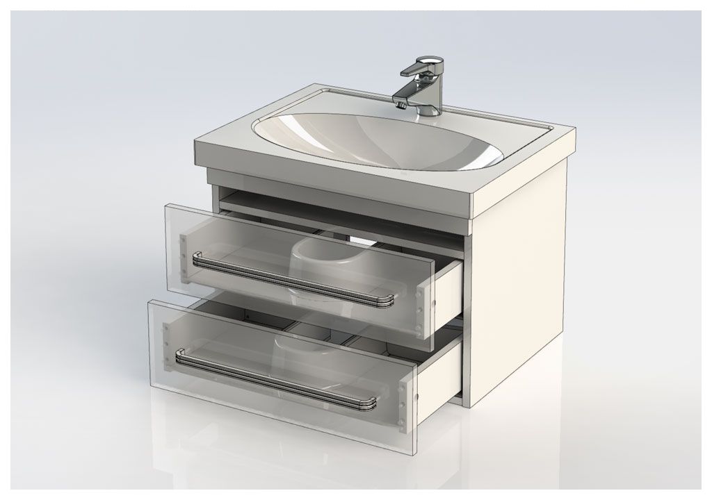 Тумба с раковиной Aquanet Сиена 60 белый (подвесной 2 ящика) 0018635900185476 - Вид №4